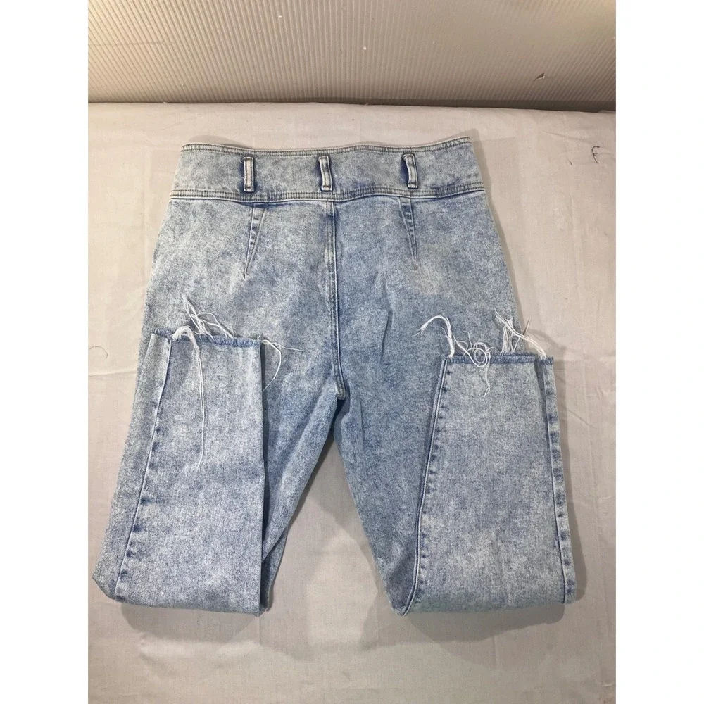 So High Rise Mom Jean Acid Wash‎ Distressed Denim Women's Size 30W